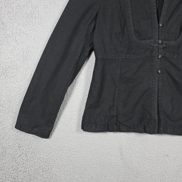 Banana Republic Jacket Womens Size 8 Black Cotton Linen Blend Y2K Grunge Goth - Picture 5 of 14
